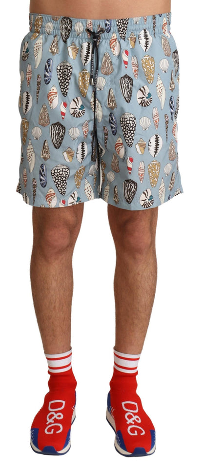 Dolce &amp; Gabbana – Blaue Strandshorts mit Muschelmuster