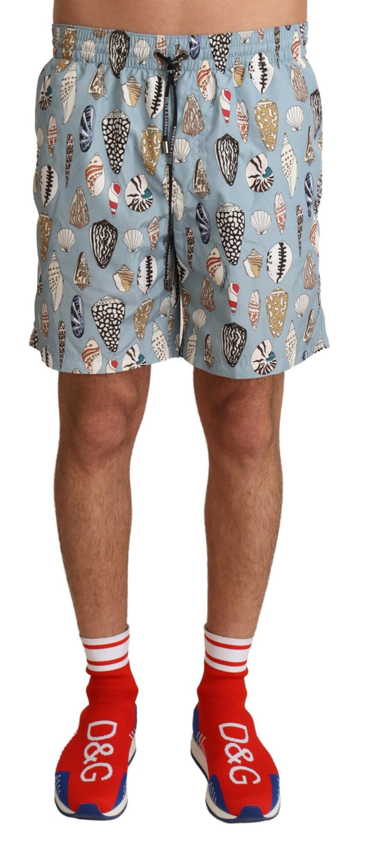 Dolce &amp; Gabbana – Blaue Strandshorts mit Muschelmuster