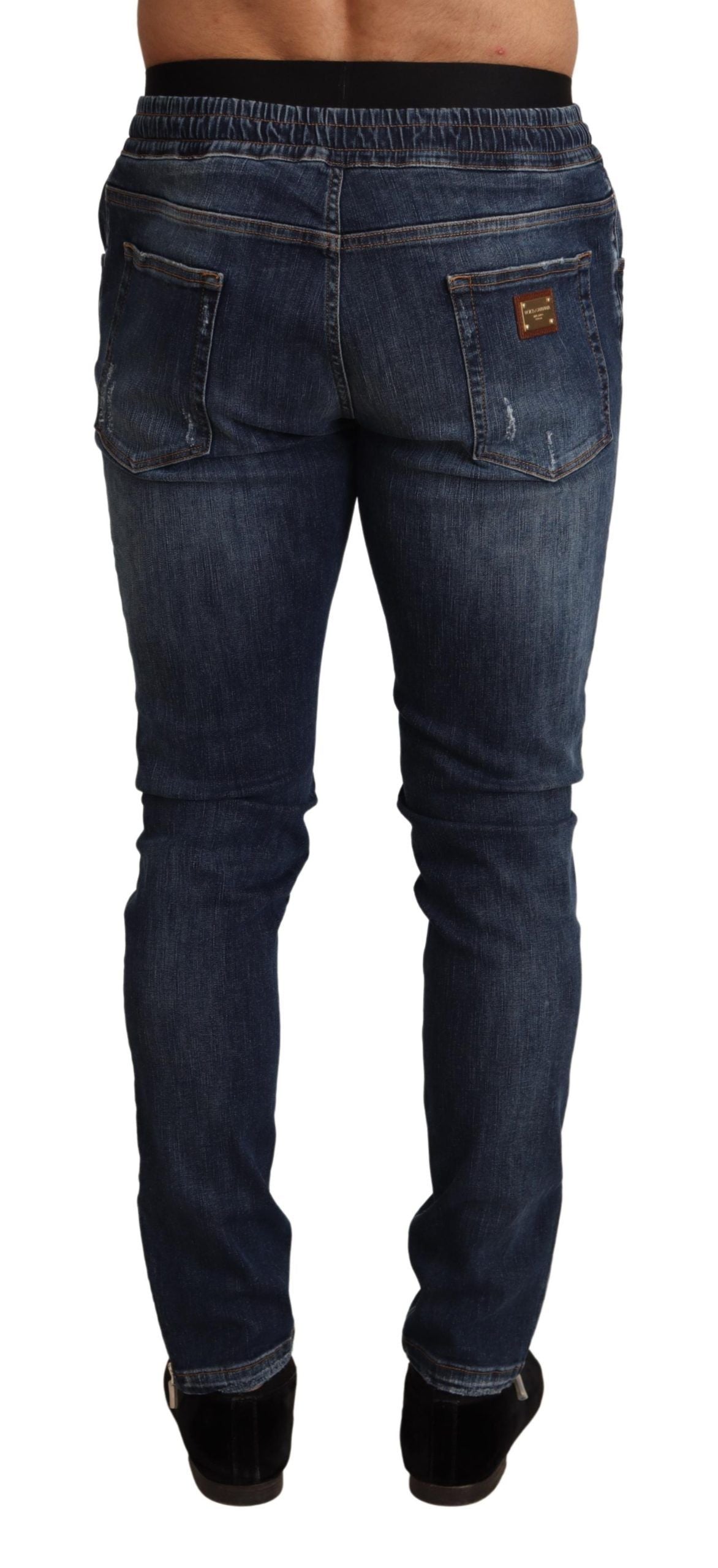 Dolce &amp; Gabbana – Blaue Jeans aus zerfetztem Baumwollstretch