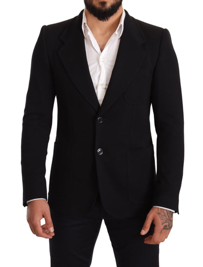 Dolce &amp; Gabbana – Schwarzer Slim Fit-Manteljacken-Blazer aus Baumwolle
