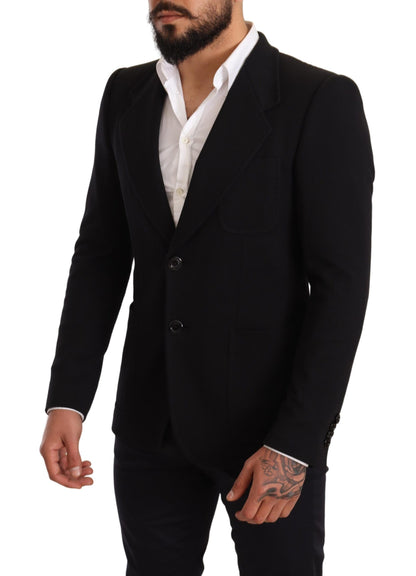 Dolce &amp; Gabbana – Schwarzer Slim Fit-Manteljacken-Blazer aus Baumwolle