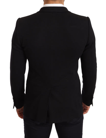 Dolce &amp; Gabbana – Schwarzer Slim Fit-Manteljacken-Blazer aus Baumwolle