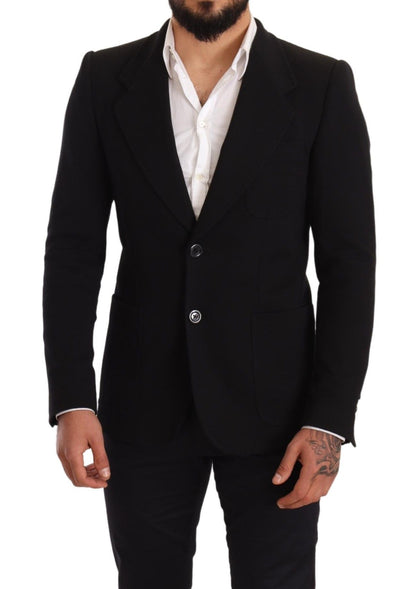Dolce &amp; Gabbana – Schwarzer Slim Fit-Manteljacken-Blazer aus Baumwolle