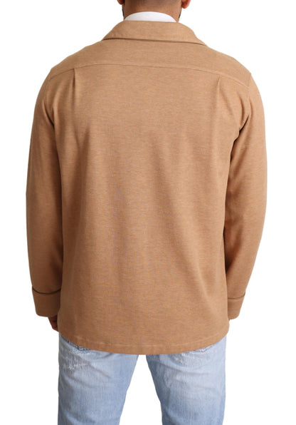 Dolce &amp; Gabbana – Braune Manteljacke aus Baumwolle mit Knopfkragen