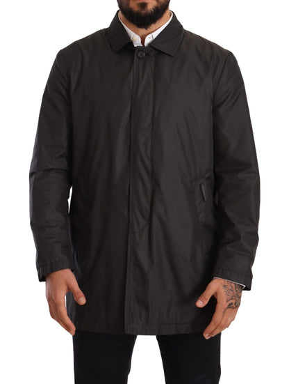 Dolce &amp; Gabbana Schwarze Polyester-Trenchcoatjacke für Herren