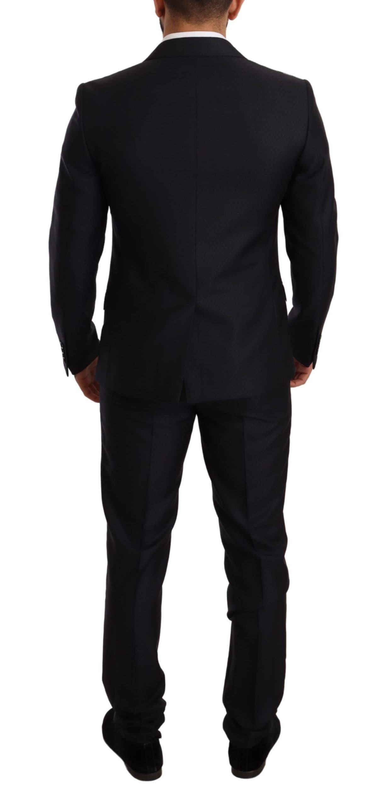 Dolce &amp; Gabbana – Blau gemusterter MARTINI SLIM FIT 2-teiliger Anzug
