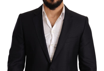 Dolce &amp; Gabbana – Blau gemusterter MARTINI SLIM FIT 2-teiliger Anzug