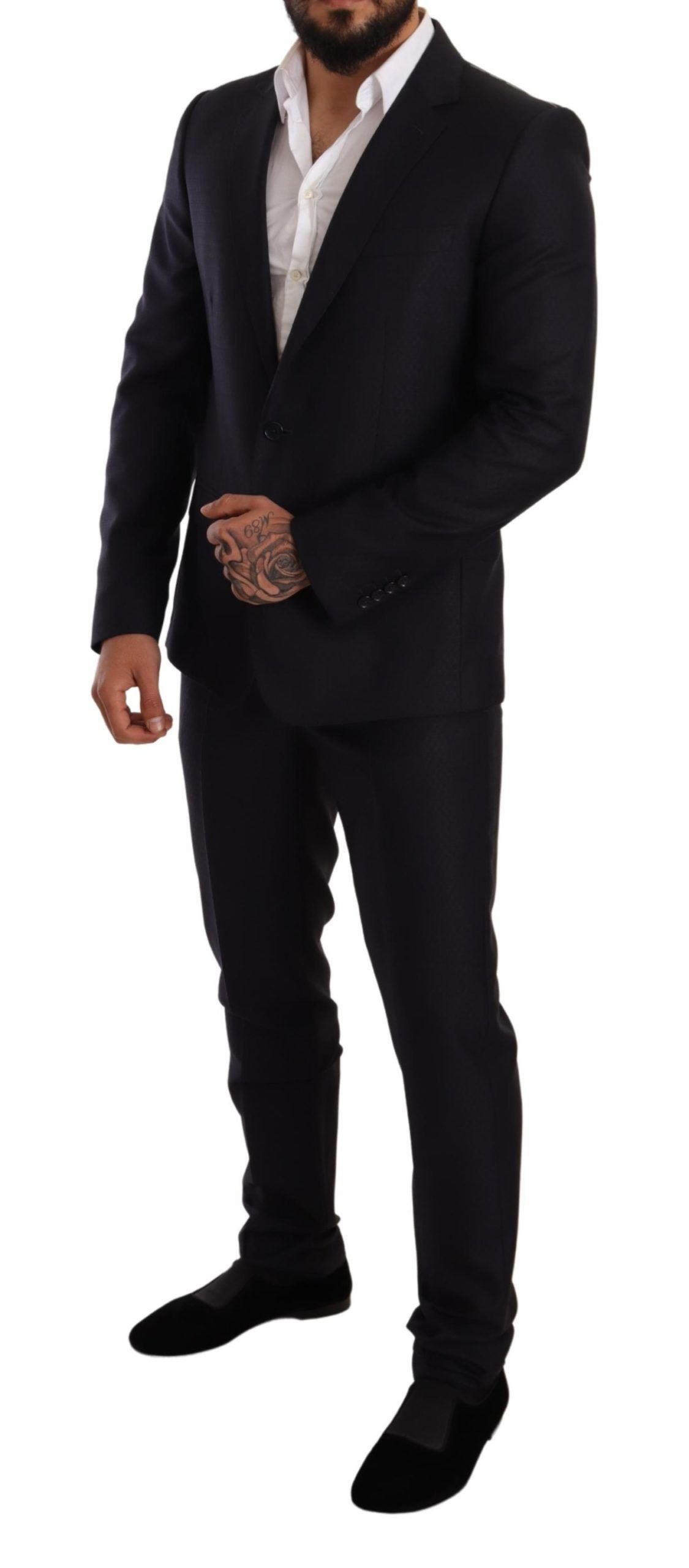 Dolce &amp; Gabbana – Blau gemusterter MARTINI SLIM FIT 2-teiliger Anzug