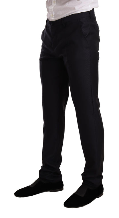 Dolce &amp; Gabbana – Blau gemusterter MARTINI SLIM FIT 2-teiliger Anzug