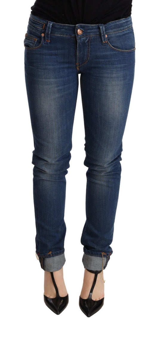 Acht – Blau verwaschene Skinny-Jeans mit niedriger Taille