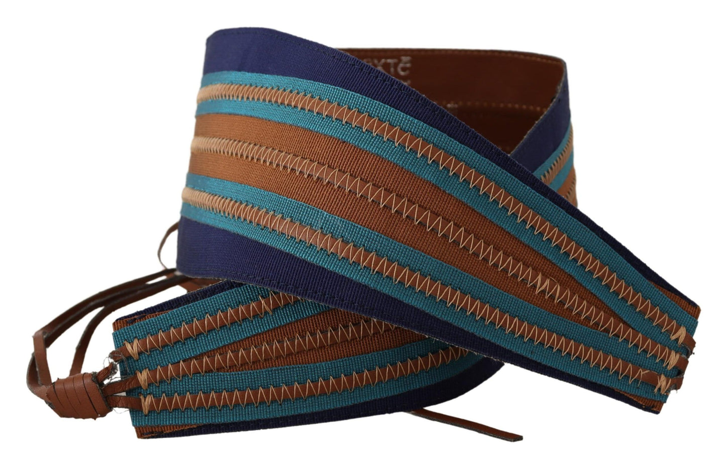 Exte Brauner Ledergürtel mit breitem Bund und Bindeverschluss