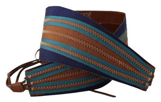 Exte Brauner Ledergürtel mit breitem Bund und Bindeverschluss