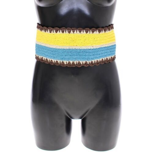 Dolce &amp; Gabbana – Gelb gestreifter breiter Raffiagürtel