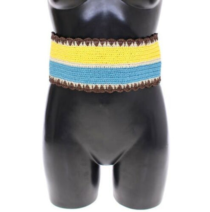 Dolce &amp; Gabbana – Gelb gestreifter breiter Raffiagürtel