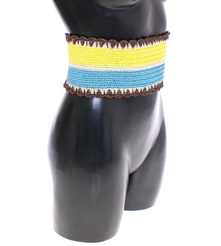 Dolce &amp; Gabbana – Gelb gestreifter breiter Raffiagürtel