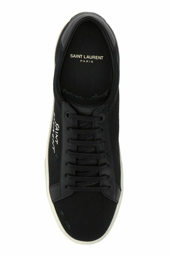 Saint Laurent – ​​Elegante Low-Top-Sneakers aus schwarzem Canvas und Leder