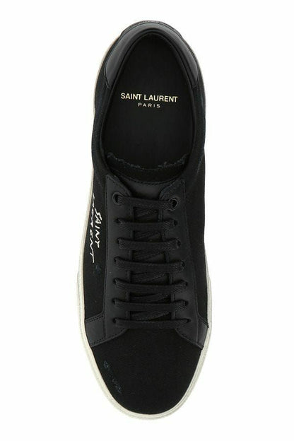 Saint Laurent – ​​Elegante Low-Top-Sneakers aus schwarzem Canvas und Leder