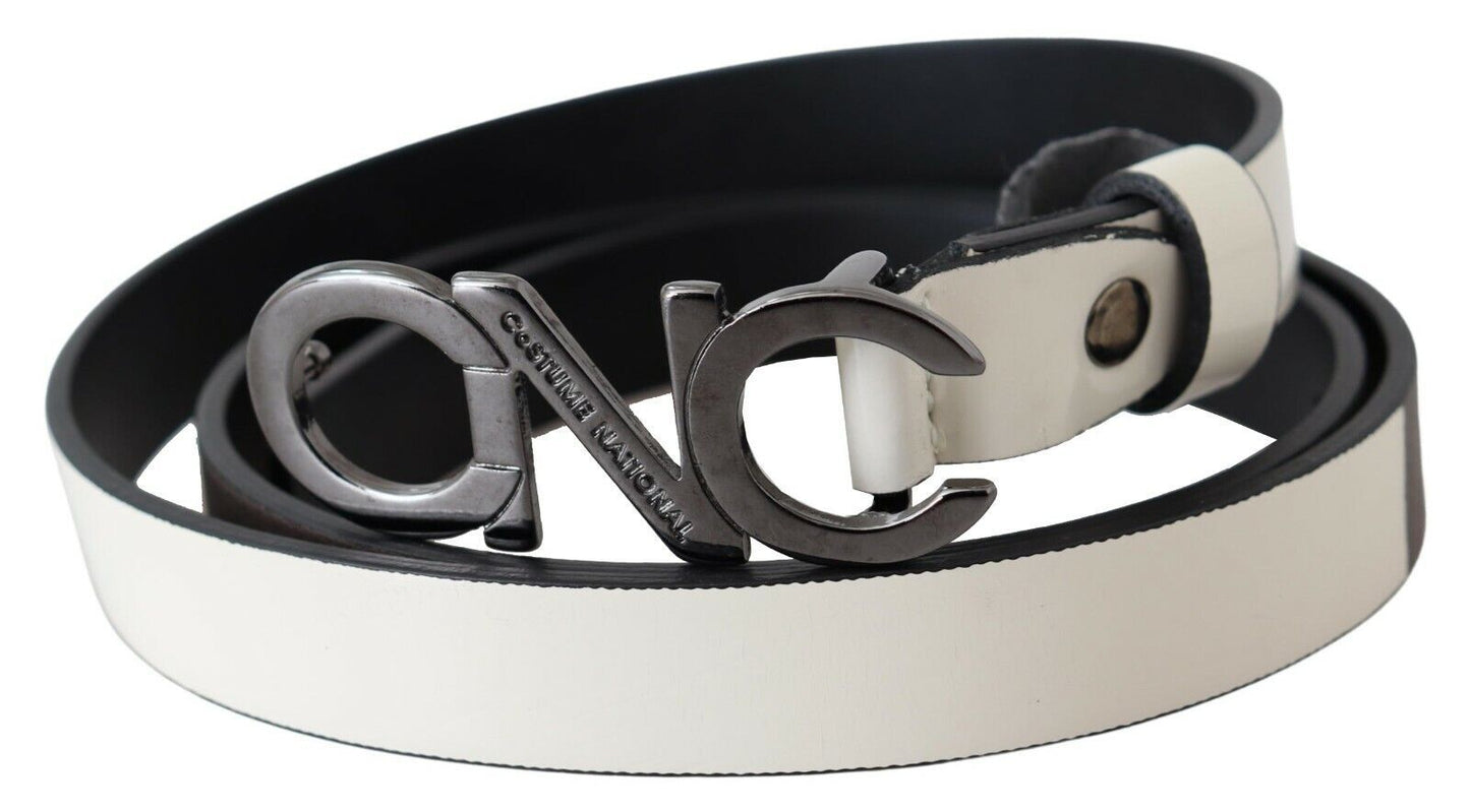 Costume National Belt – Gürtel aus metallisch grauem Leder mit Logo