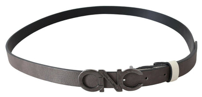 Costume National Belt – Gürtel aus metallisch grauem Leder mit Logo