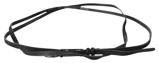 Costume National – Schmaler Ledergürtel mit Logo-Schnalle in Schwarz