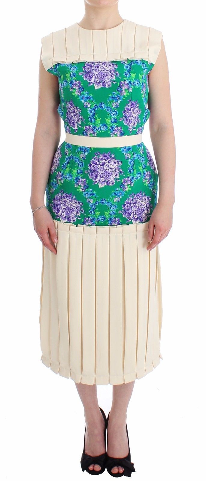 Caterina Gatta – Mehrfarbiges Kleid mit Blumenmuster und ärmellosem Kleid