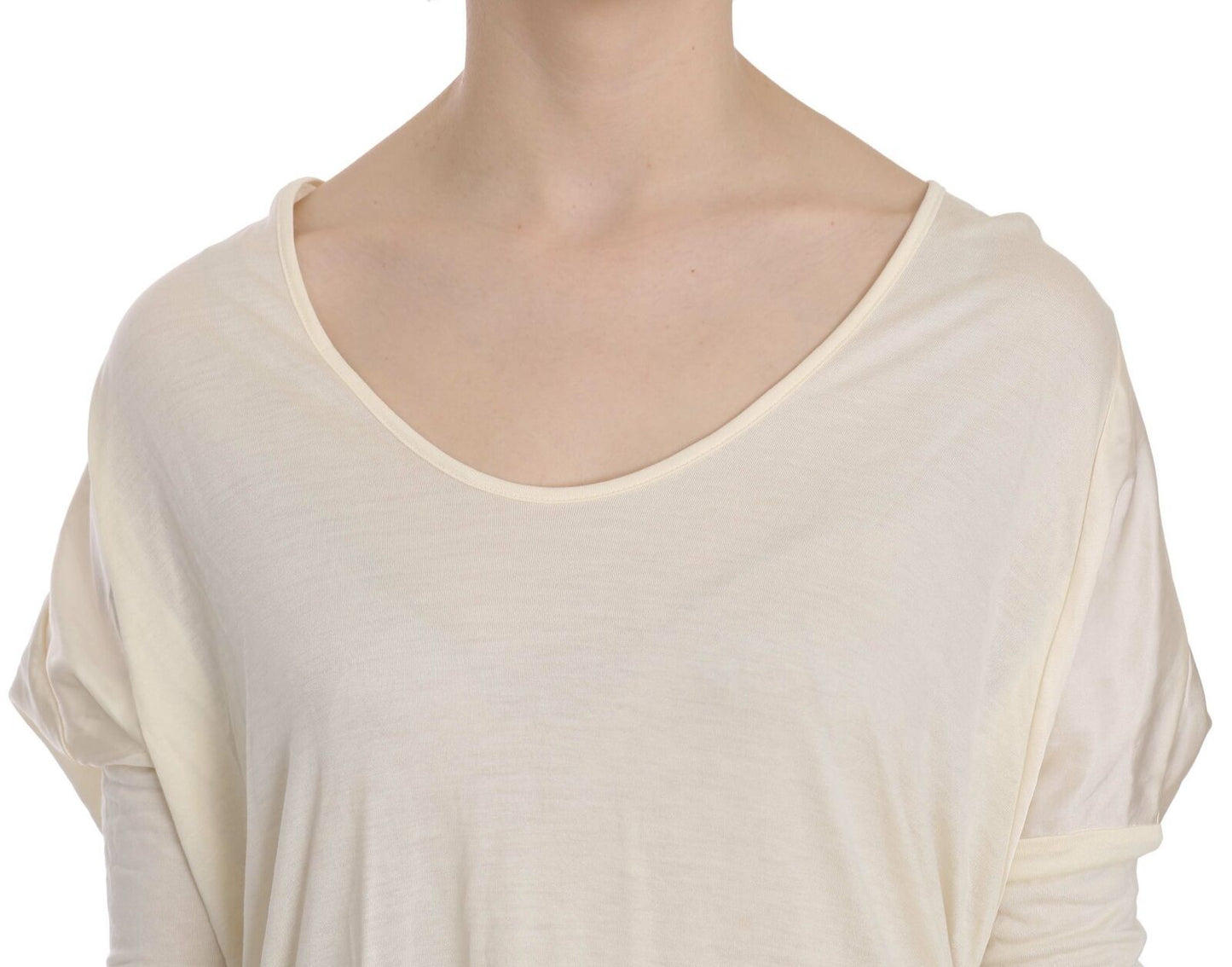 Costume National Cremefarbenes, knielanges Kleid mit Rundhalsausschnitt