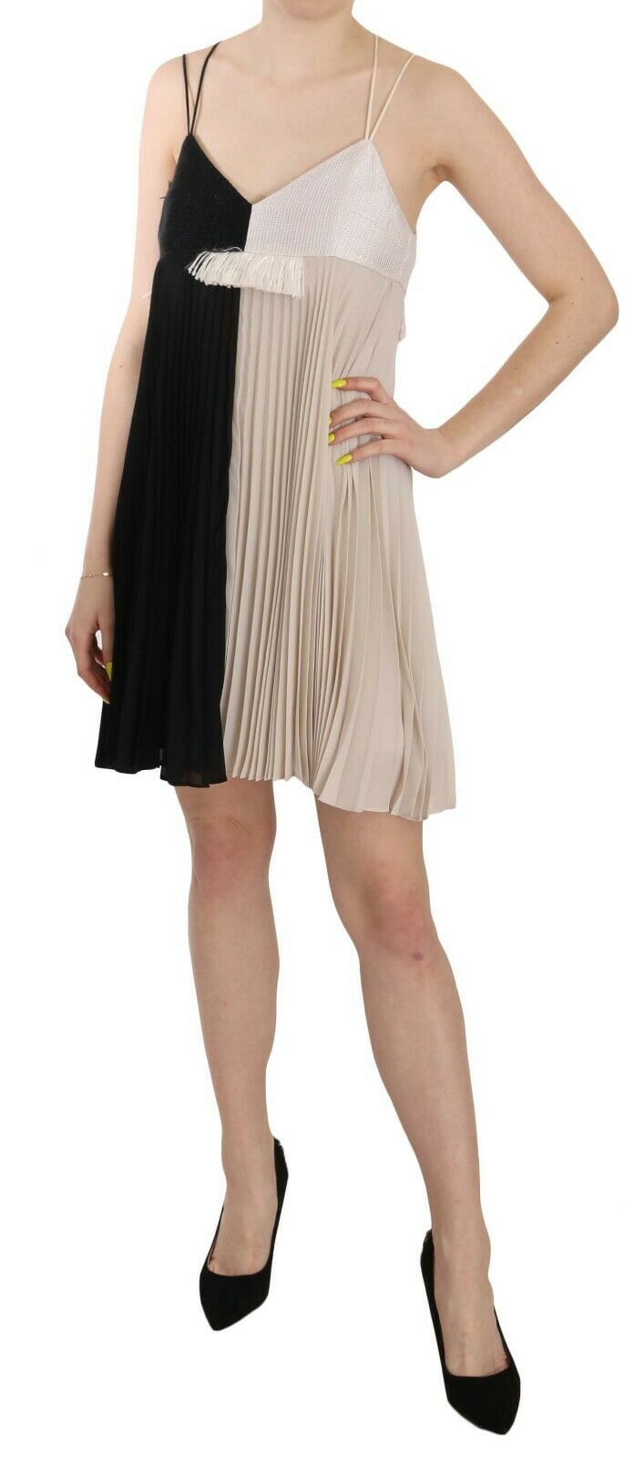 PINKO – Schwarz-weißes, ärmelloses A-Linien-Prinzessinnenkleid