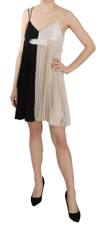 PINKO – Schwarz-weißes, ärmelloses A-Linien-Prinzessinnenkleid