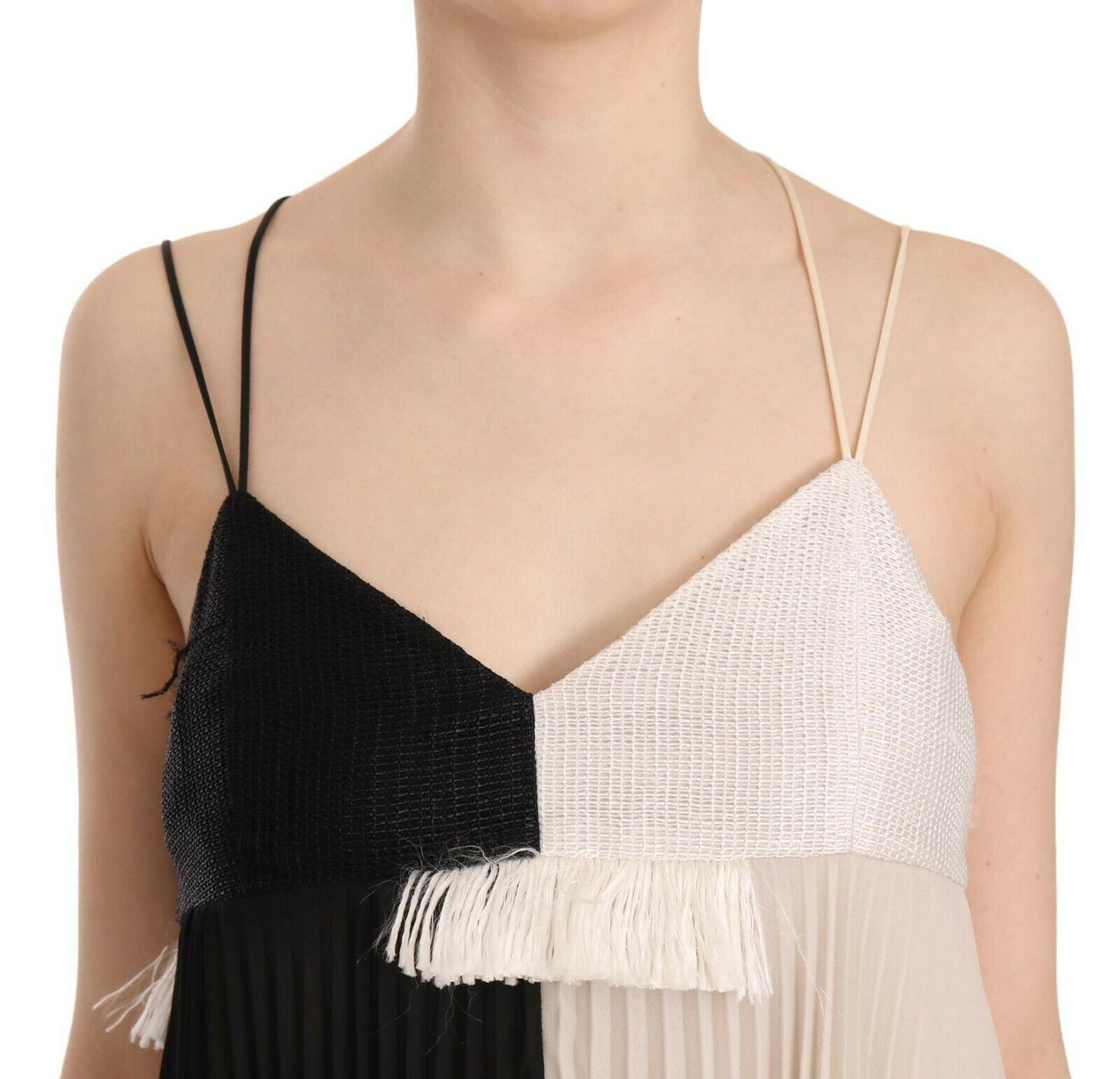 PINKO – Schwarz-weißes, ärmelloses A-Linien-Prinzessinnenkleid