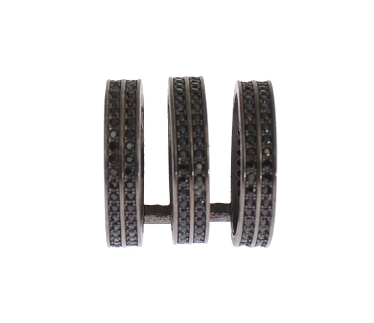 Nialaya Ring aus rhodiniertem 925er Silber mit schwarzen Zirkoniasteinen