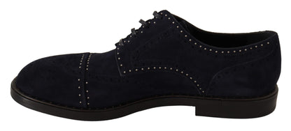 Dolce &amp; Gabbana – Derby-Schuhe aus blauem Wildleder mit Nieten