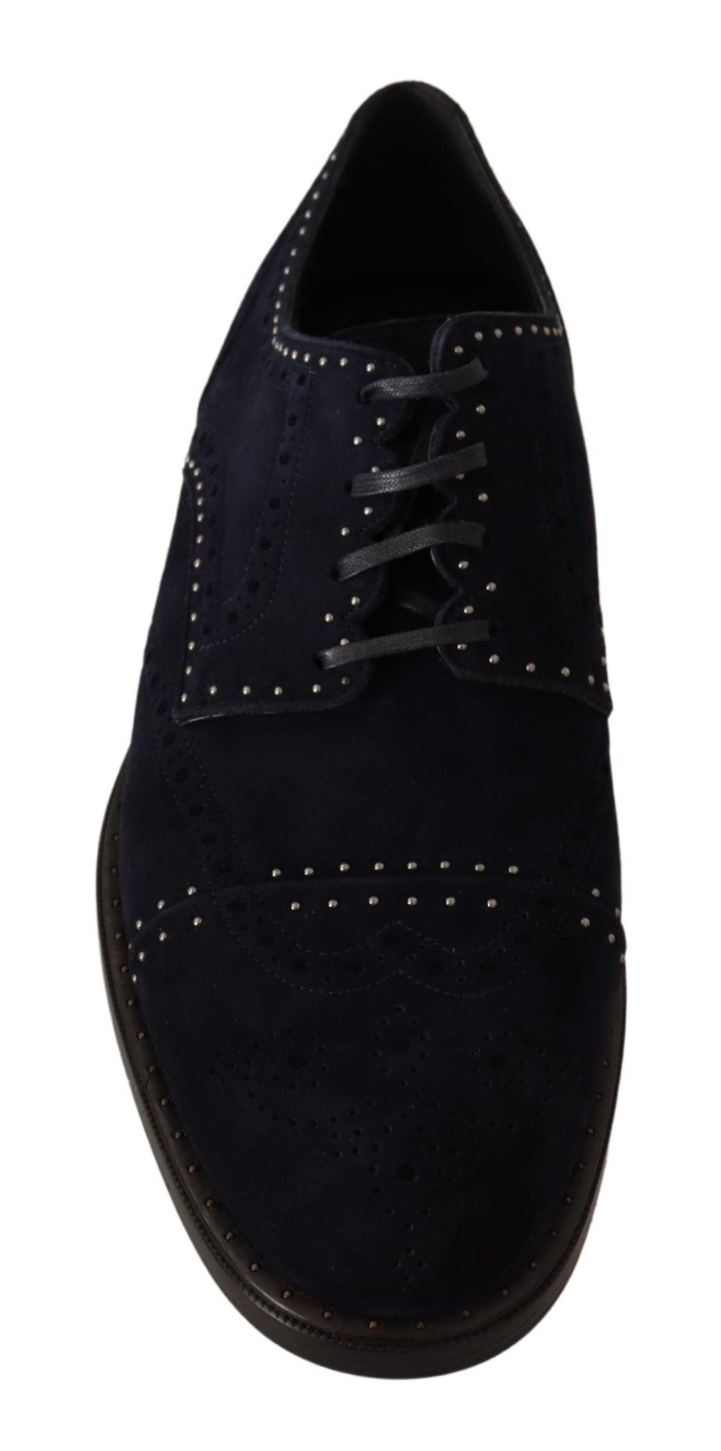 Dolce &amp; Gabbana – Derby-Schuhe aus blauem Wildleder mit Nieten