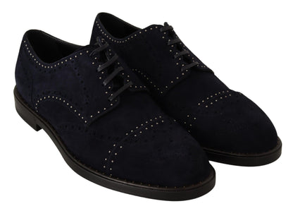 Dolce &amp; Gabbana – Derby-Schuhe aus blauem Wildleder mit Nieten