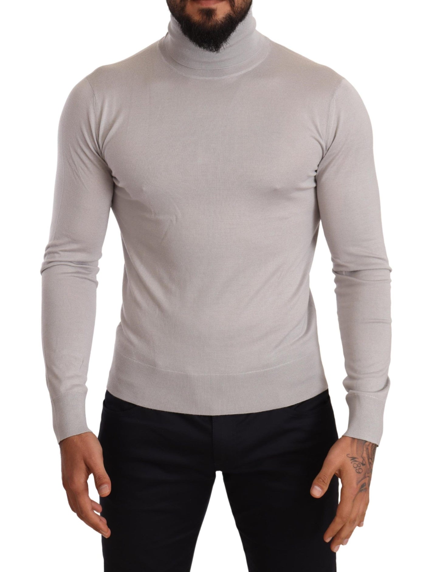 Dolce &amp; Gabbana Grauer Rollkragenpullover aus Kaschmir