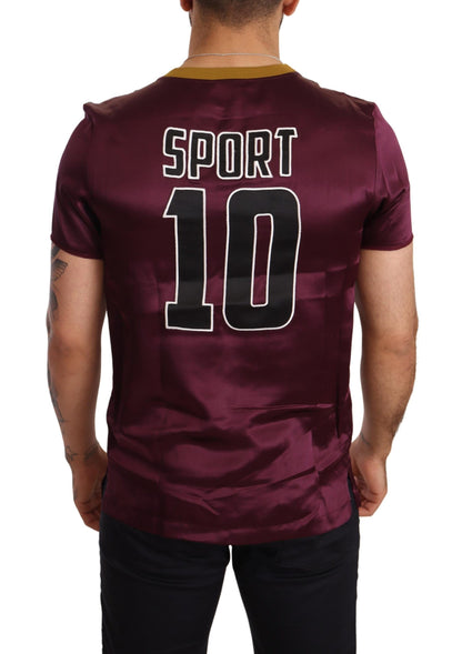 Dolce &amp; Gabbana Lilafarbenes T-Shirt mit Rundhalsausschnitt und Stickerei „Sport 10“