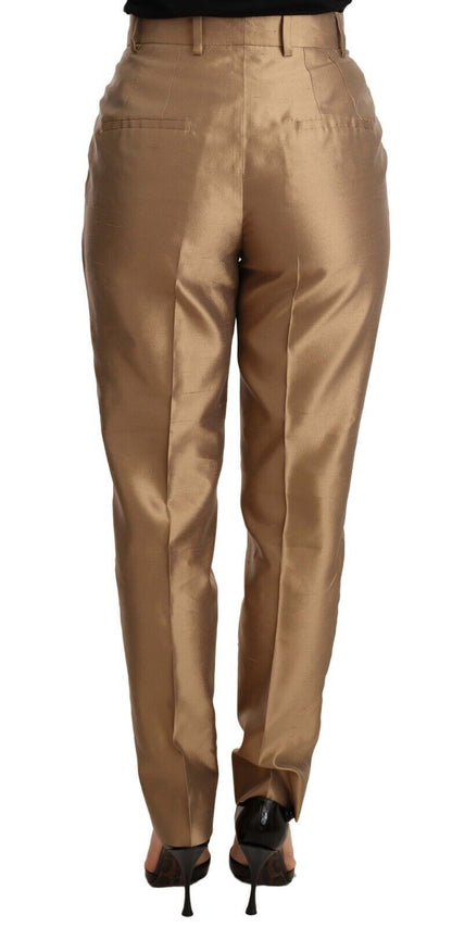 Dolce &amp; Gabbana – Tapered-Hose aus goldener Seide in Metallic-Optik