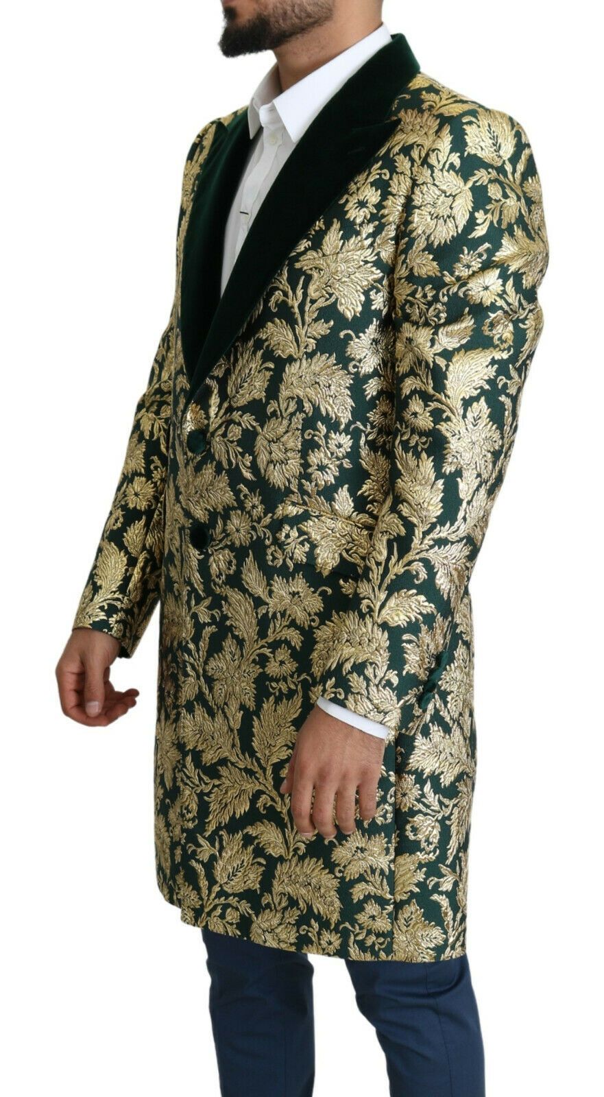 Dolce &amp; Gabbana DOLCE &amp; GABBANA Jacke SICILIA Langer Jacquard-Mantel in Grüngold