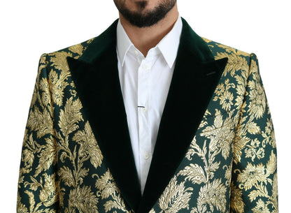 Dolce &amp; Gabbana DOLCE &amp; GABBANA Jacke SICILIA Langer Jacquard-Mantel in Grüngold