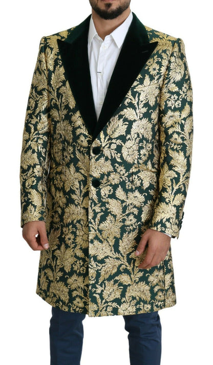 Dolce &amp; Gabbana DOLCE &amp; GABBANA Jacke SICILIA Langer Jacquard-Mantel in Grüngold