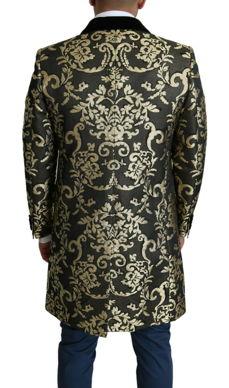 Dolce &amp; Gabbana Schwarzgold Jacquard Langmantel SICILIA Jacke