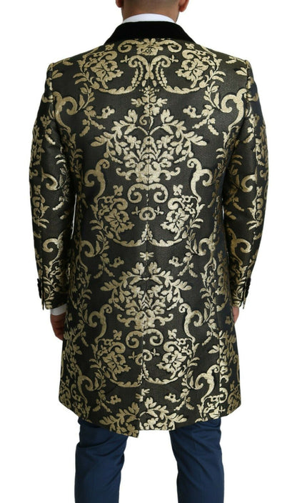 Dolce &amp; Gabbana Schwarzgold Jacquard Langmantel SICILIA Jacke