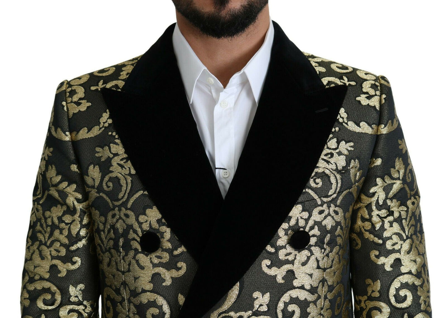 Dolce &amp; Gabbana Schwarzgold Jacquard Langmantel SICILIA Jacke