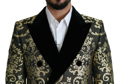 Dolce &amp; Gabbana Schwarzgold Jacquard Langmantel SICILIA Jacke
