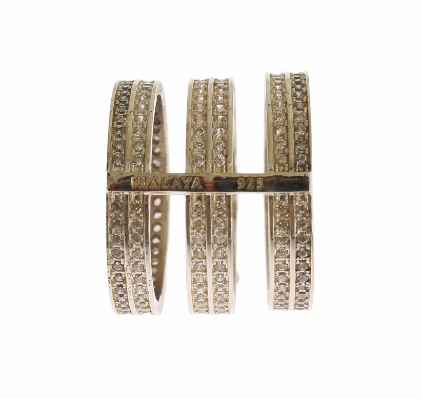 Nialaya Authentischer Damenring aus 925er Sterlingsilber mit klarem Zirkonia