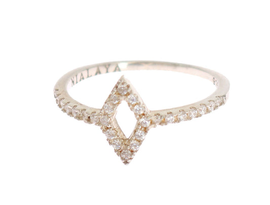 Nialaya Silver Rhombus Damen-Ring aus 925er Silber mit klarem Zirkonia