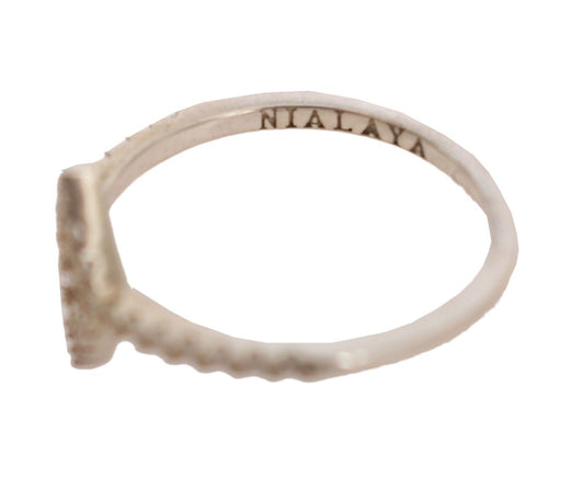 Nialaya Silver Rhombus Damen-Ring aus 925er Silber mit klarem Zirkonia