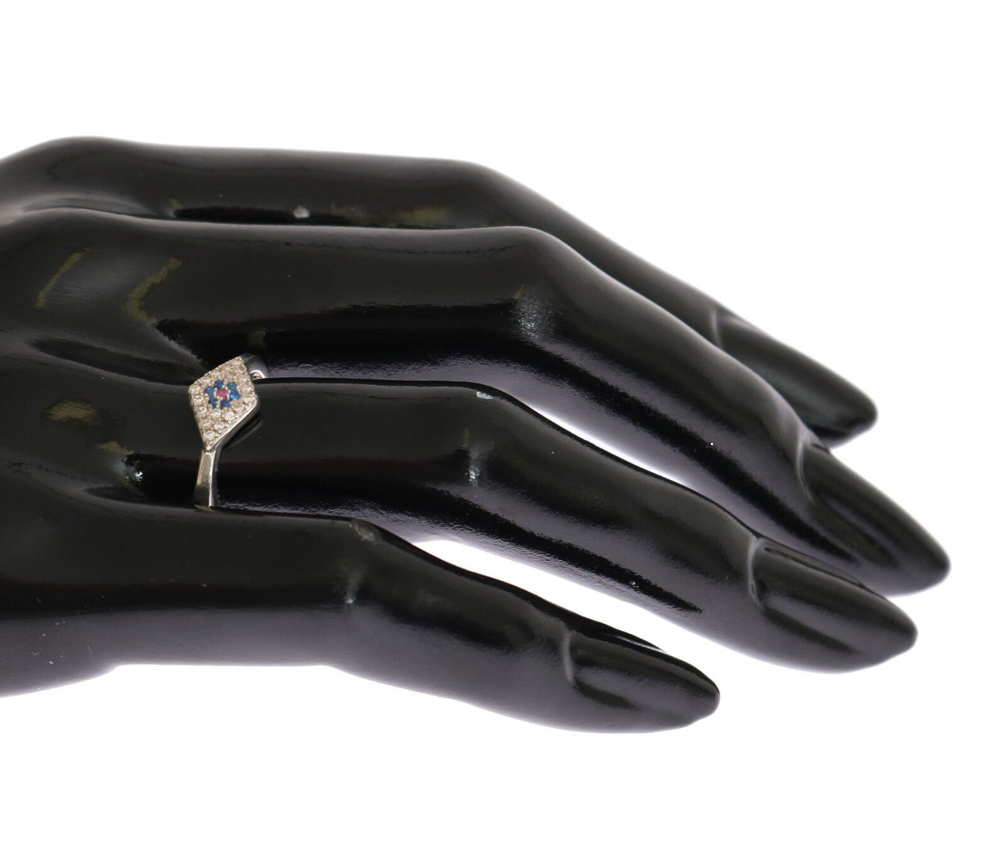 Nialaya Damen-Ring, 925er Silber, blau/rot, Zirkonia, durchsichtig