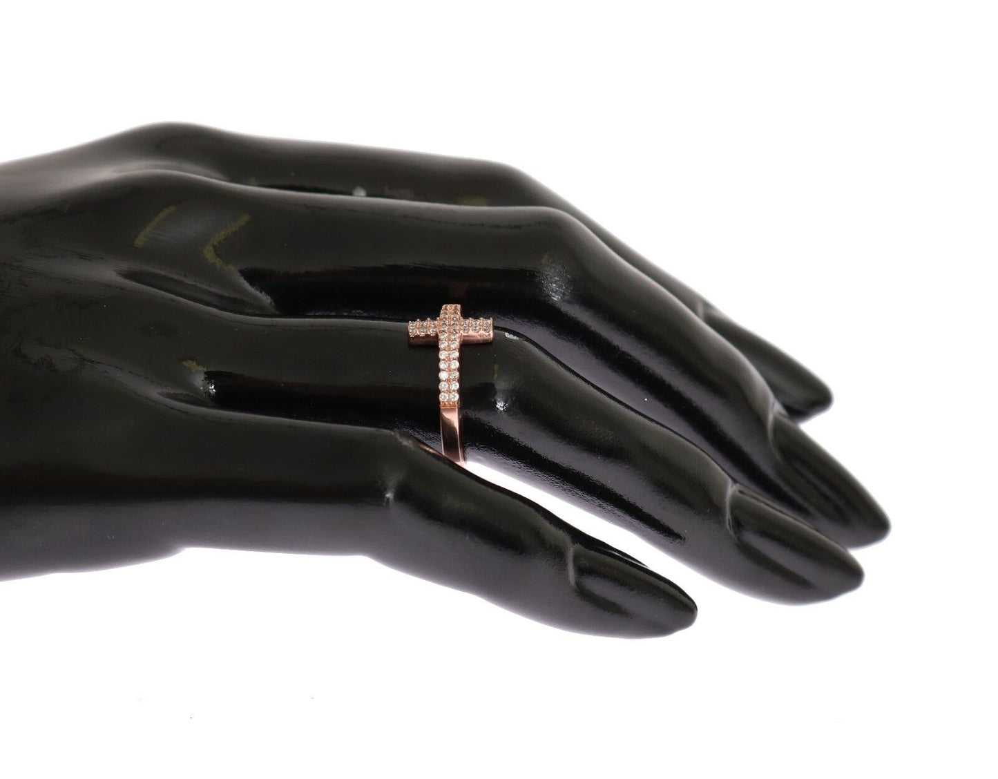 Nialaya Damen-Ring, Rotgold, 925er Silber, Kreuz, Zirkonia