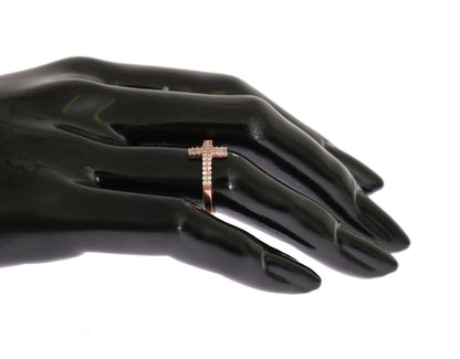 Nialaya Damen-Ring, Rotgold, 925er Silber, Kreuz, Zirkonia