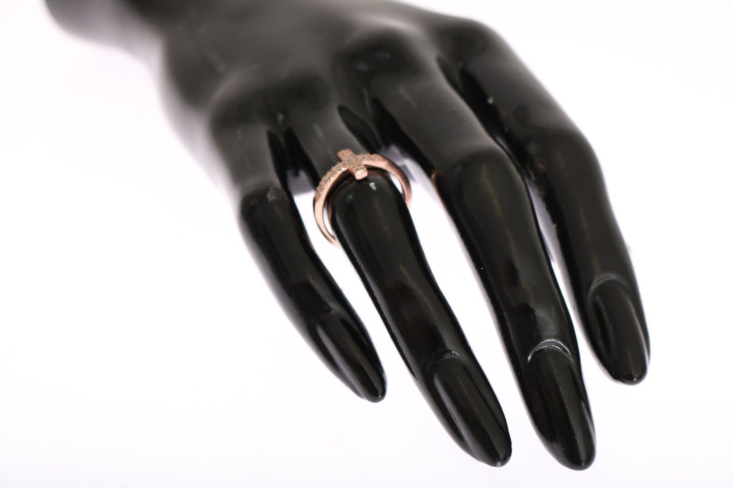 Nialaya Damen-Ring, Rotgold, 925er Silber, Kreuz, Zirkonia